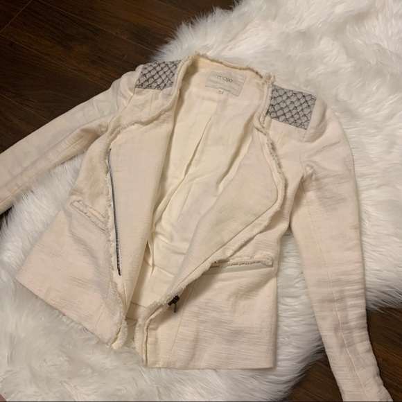 🌸 MAJE Tweed Blazer Jacket Cream - Picture 7 of 13